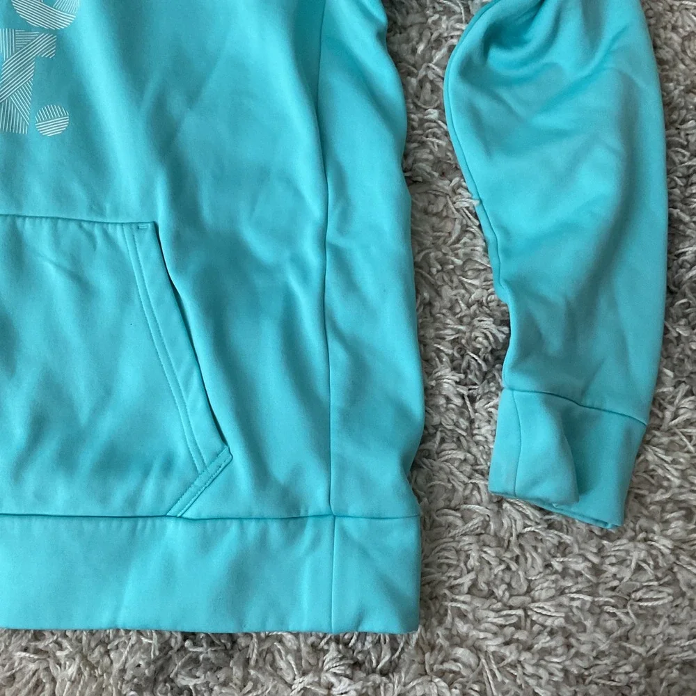 Nike Dri-FIT Just Do It Hoodie Womens Large Turquoise Blue Pullover Sweatshirt